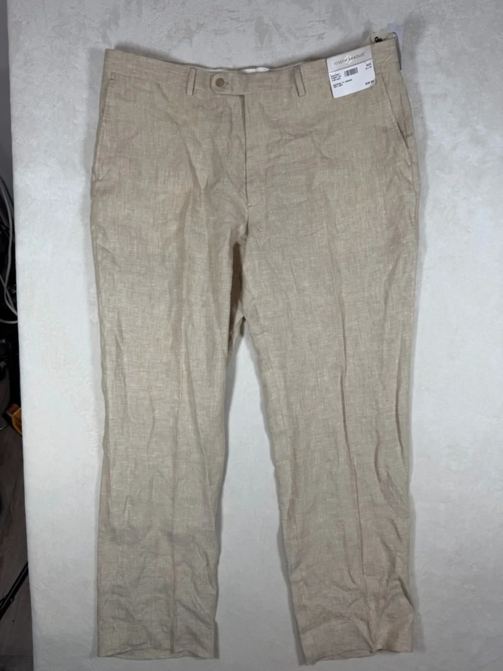 Brand New NWT Joseph Abboud 100% Linen 42W 32L Men's Beige Linen-Blend Chinos